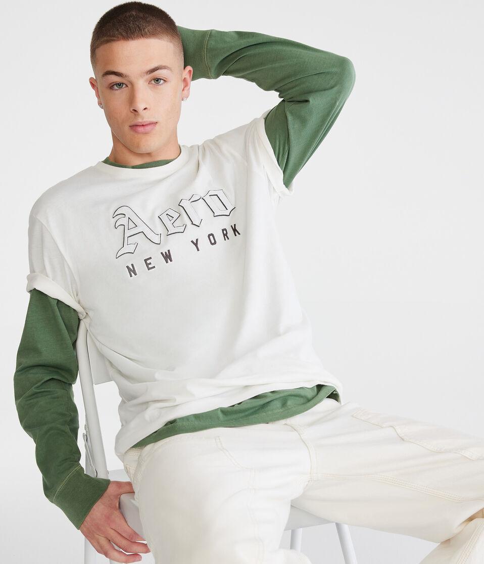 Aéropostale Aero New York Gothic Logo Appliqué Graphic Tee Deep Ivory