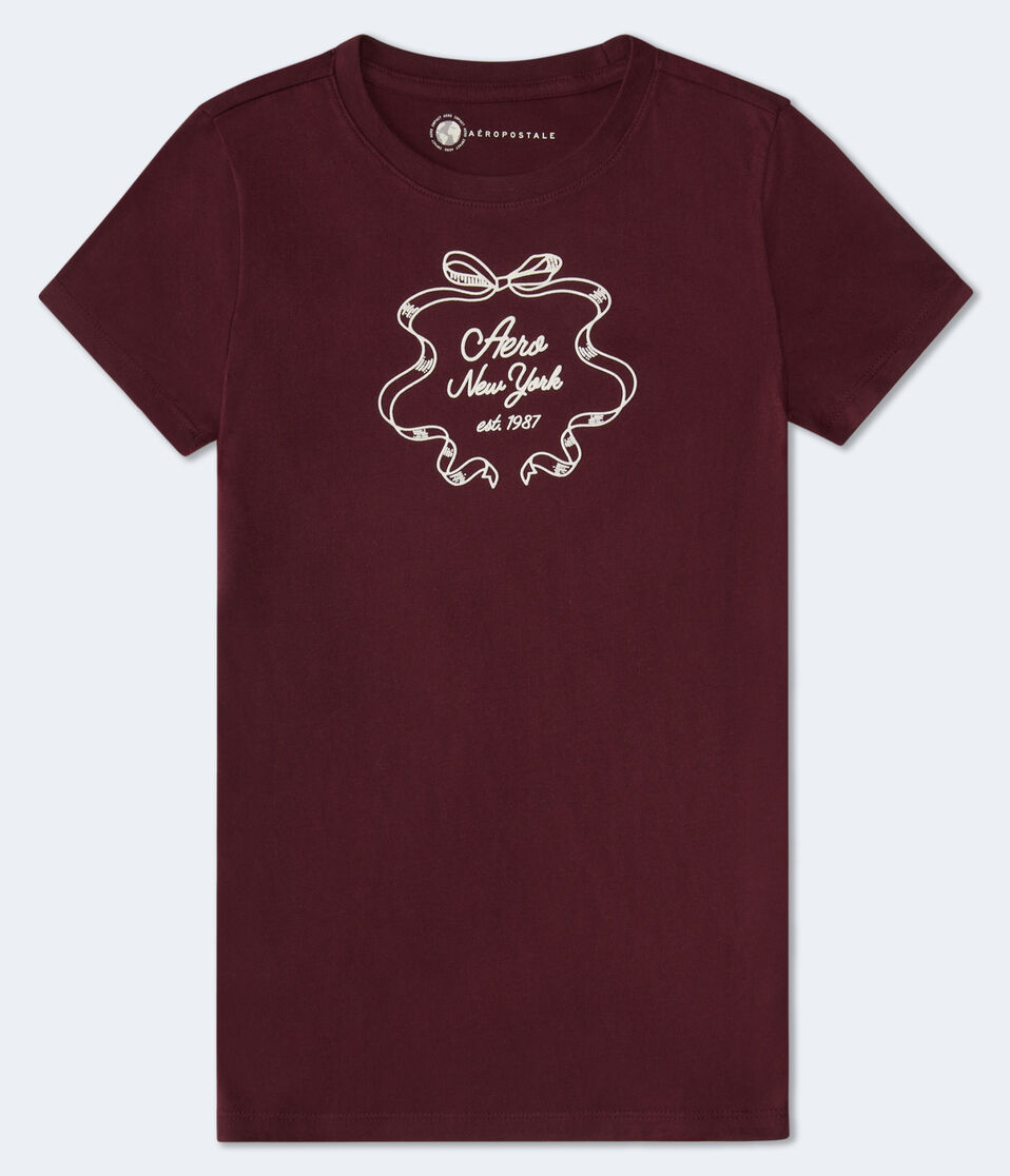 aéropostale Aero New York Ribbon Flocked Graphic Tee bloomsberry