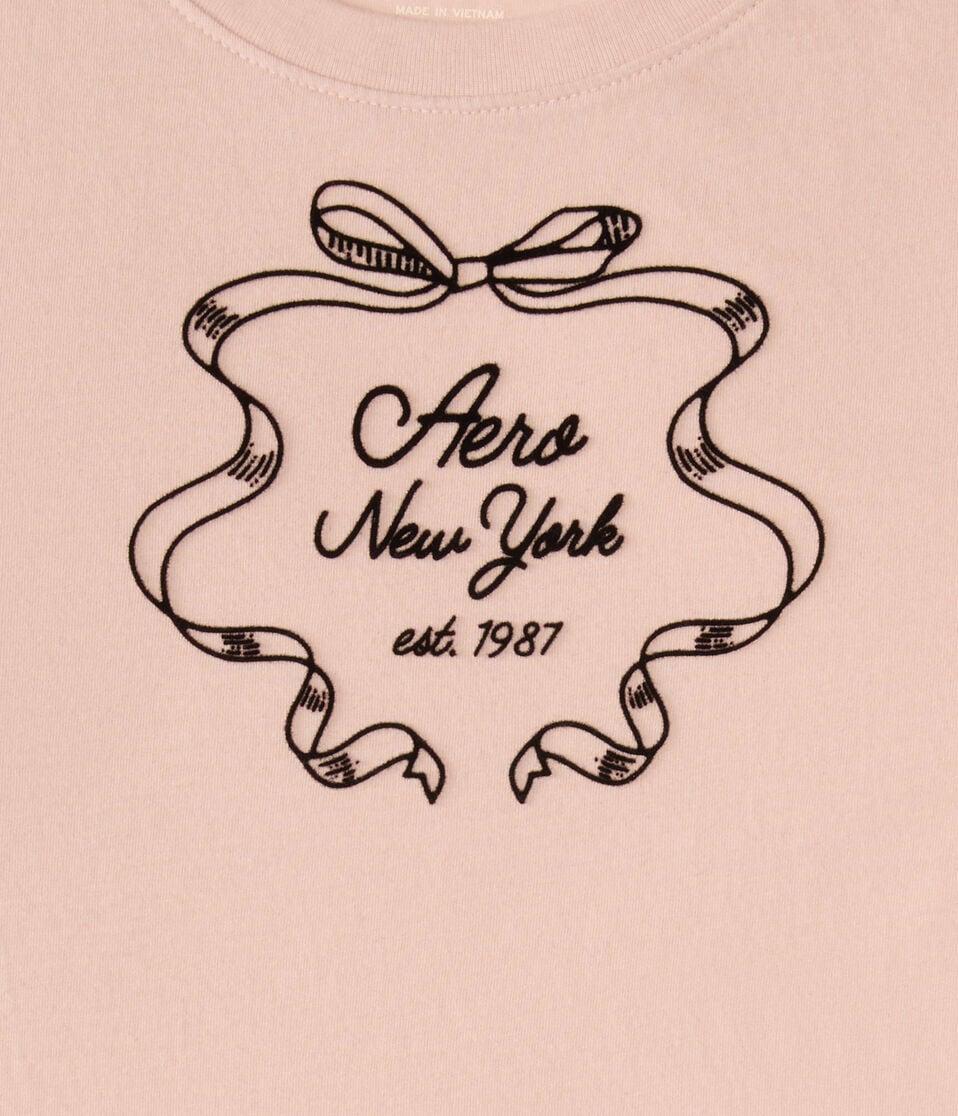 Aéropostale Aero New York Ribbon Flocked Graphic Tee Pink Light
