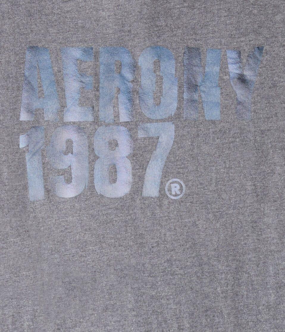 Aéropostale Aero NY 1987 Foil Graphic Tee Med Hthr Grey