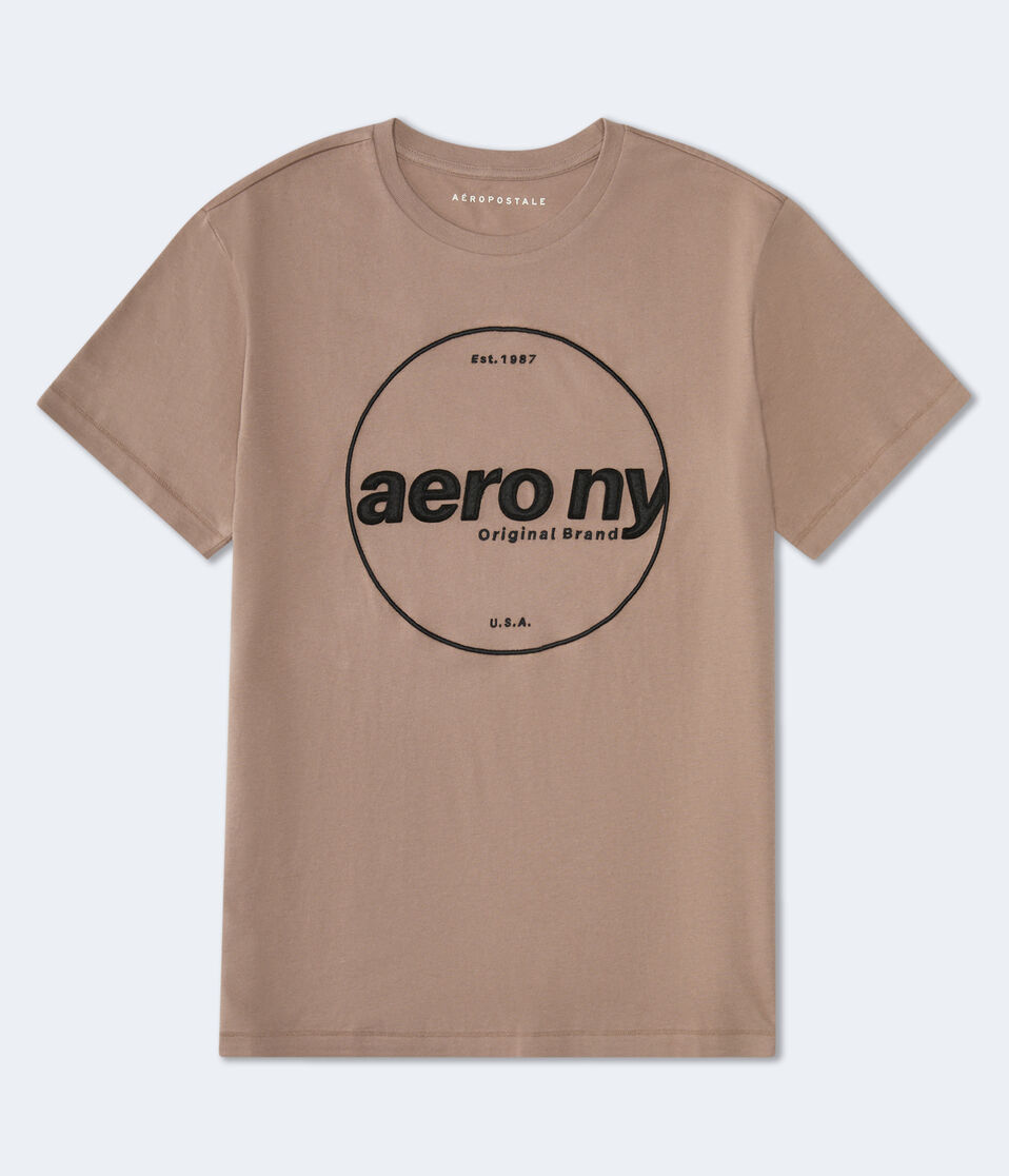 aéropostale Aero NY Circle Appliqué Graphic Tee camel