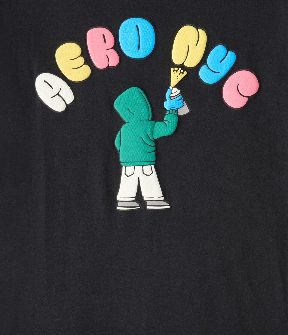 Aéropostale Aero NYC Spray Paint Graphic Tee Black Fox