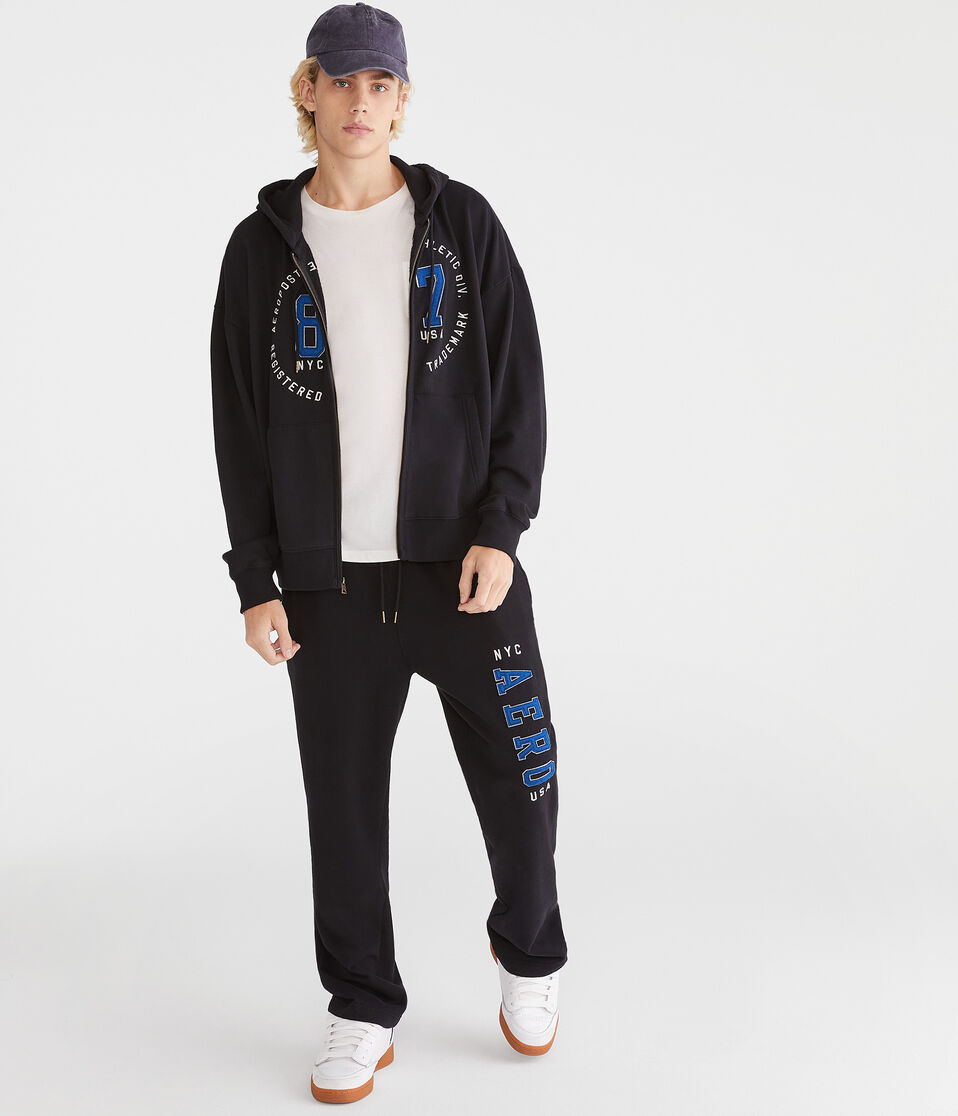 Aéropostale Aero NYC Straight Leg Sweatpants Black Fox