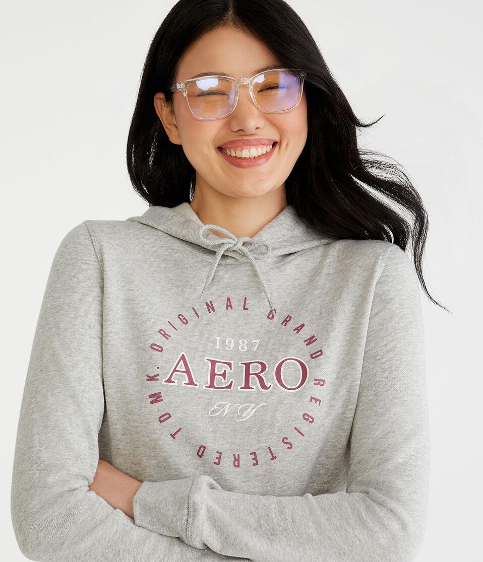 Aéropostale Aero Original Brand Pullover Hoodie Light Heather Grey