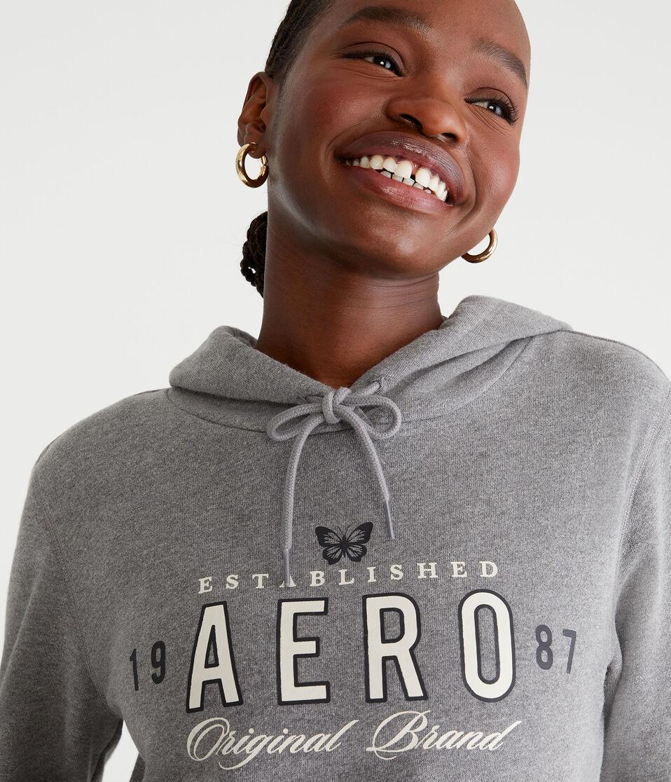 Aéropostale Aero Original Brand Pullover Hoodie Med Hthr Grey