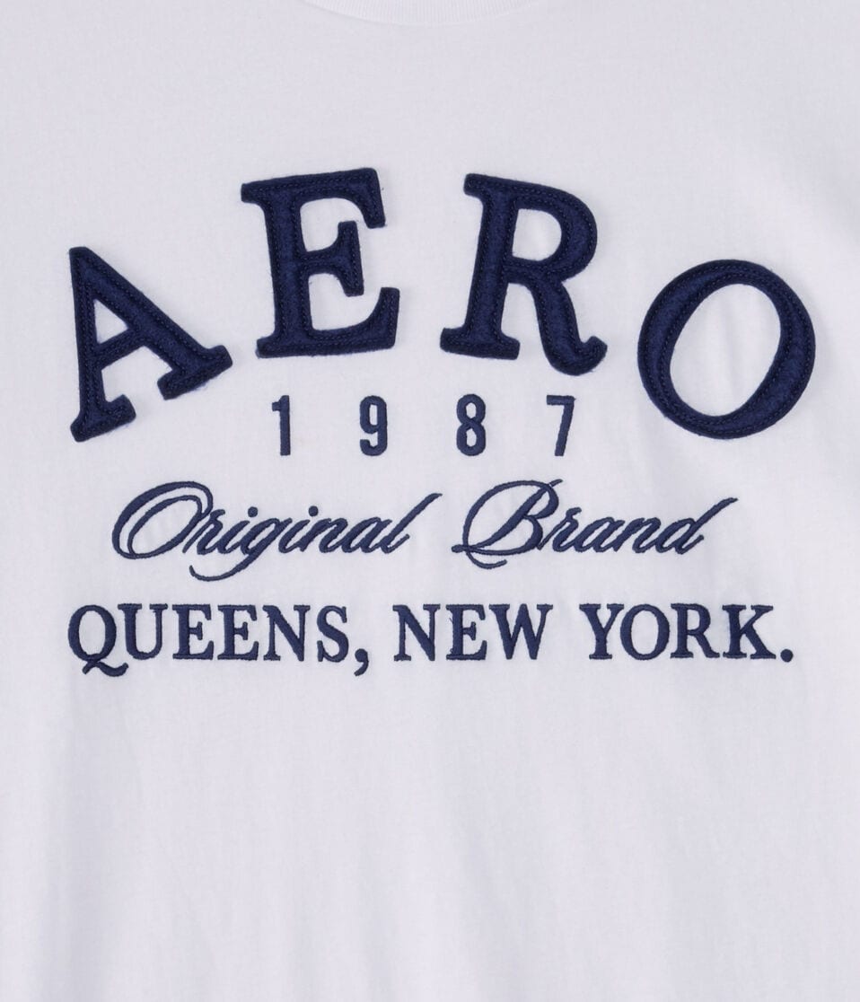 Aéropostale Aero Queens NY Appliqué Graphic Tee Bleach