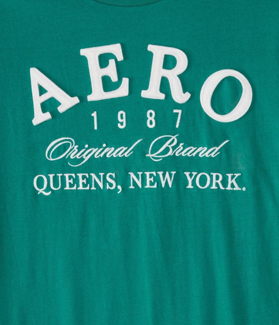 Aéropostale Aero Queens NY Appliqué Graphic Tee Dusty Jade