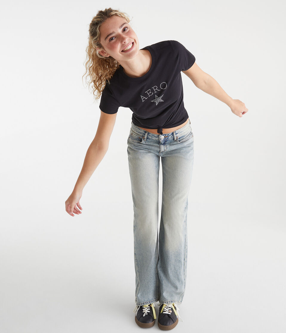 Aéropostale Aero Rhinestone Star Graphic Tee Black Fox
