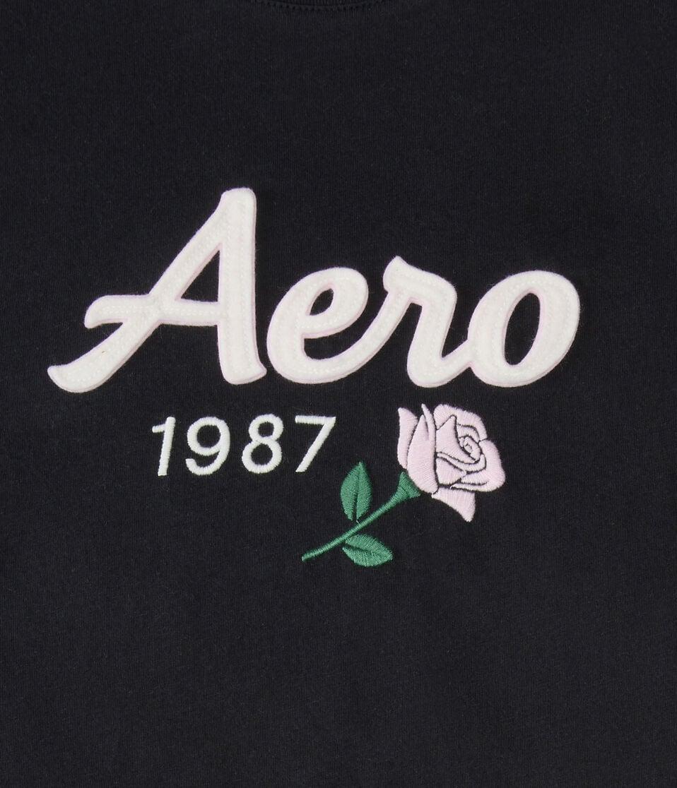 Aéropostale Aero Rose Appliqué Graphic Tee Black Fox