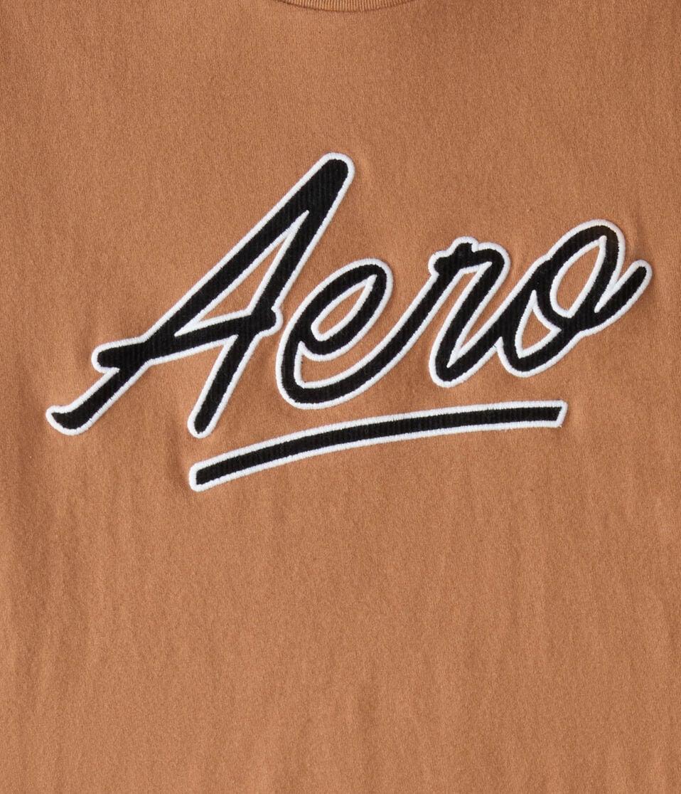 Aéropostale Aero Script Appliqué Graphic Tee Dream Chocolate