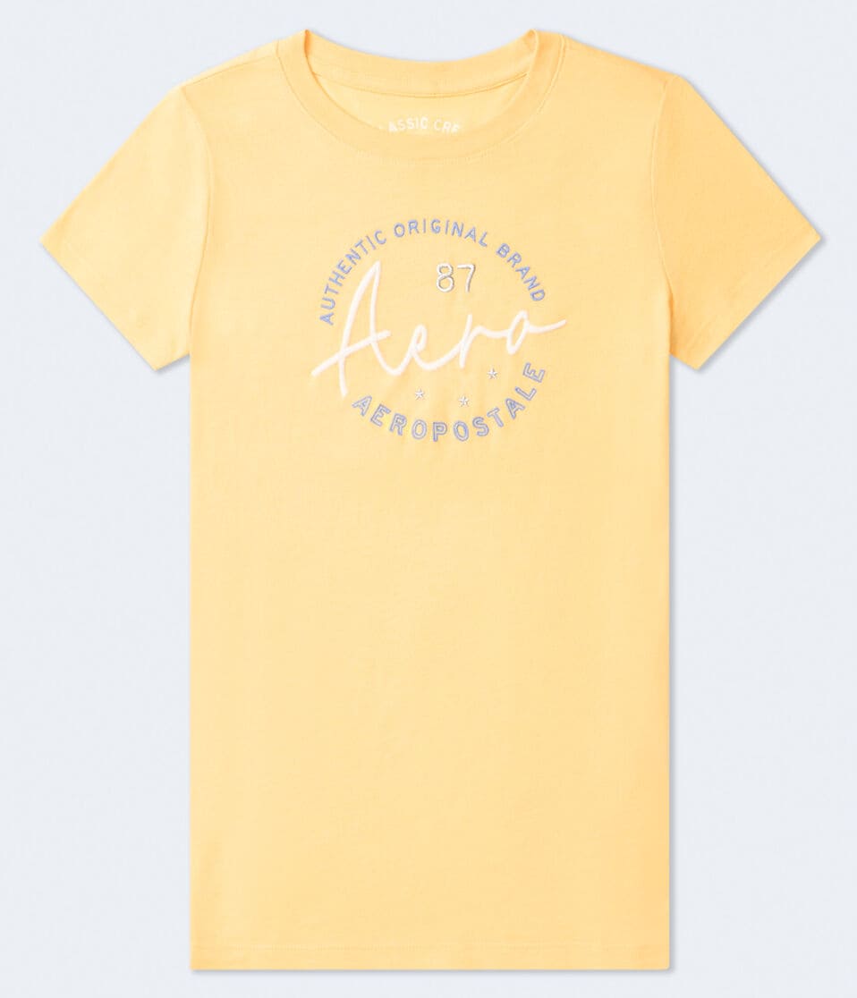 aéropostale Aero Script Circle Graphic Tee dark yellow