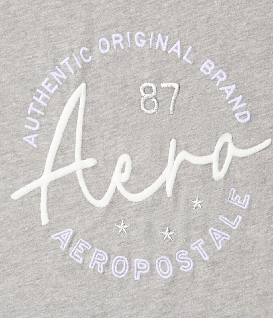 Aéropostale Aero Script Circle Graphic Tee Med Hthr Grey