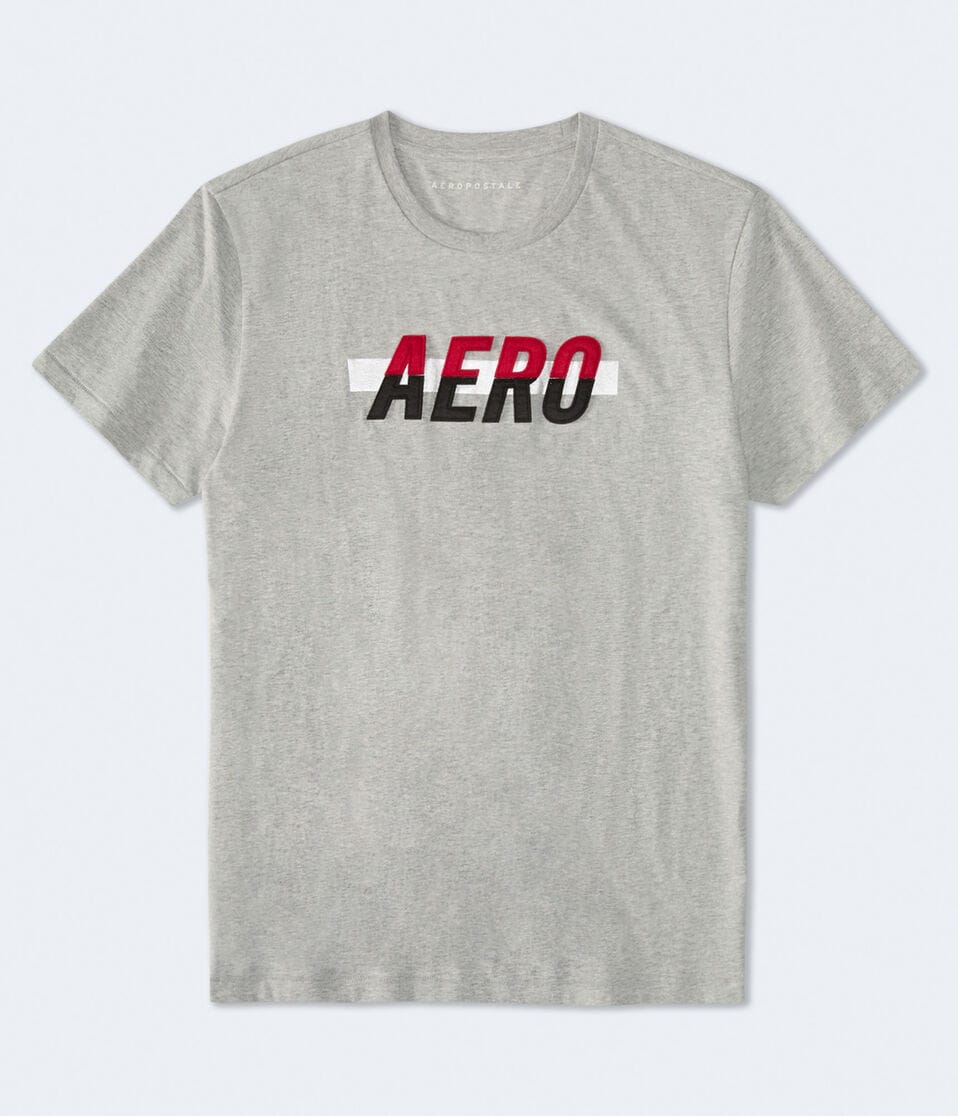 aéropostale Aero Split Appliqué Graphic Tee light heather grey