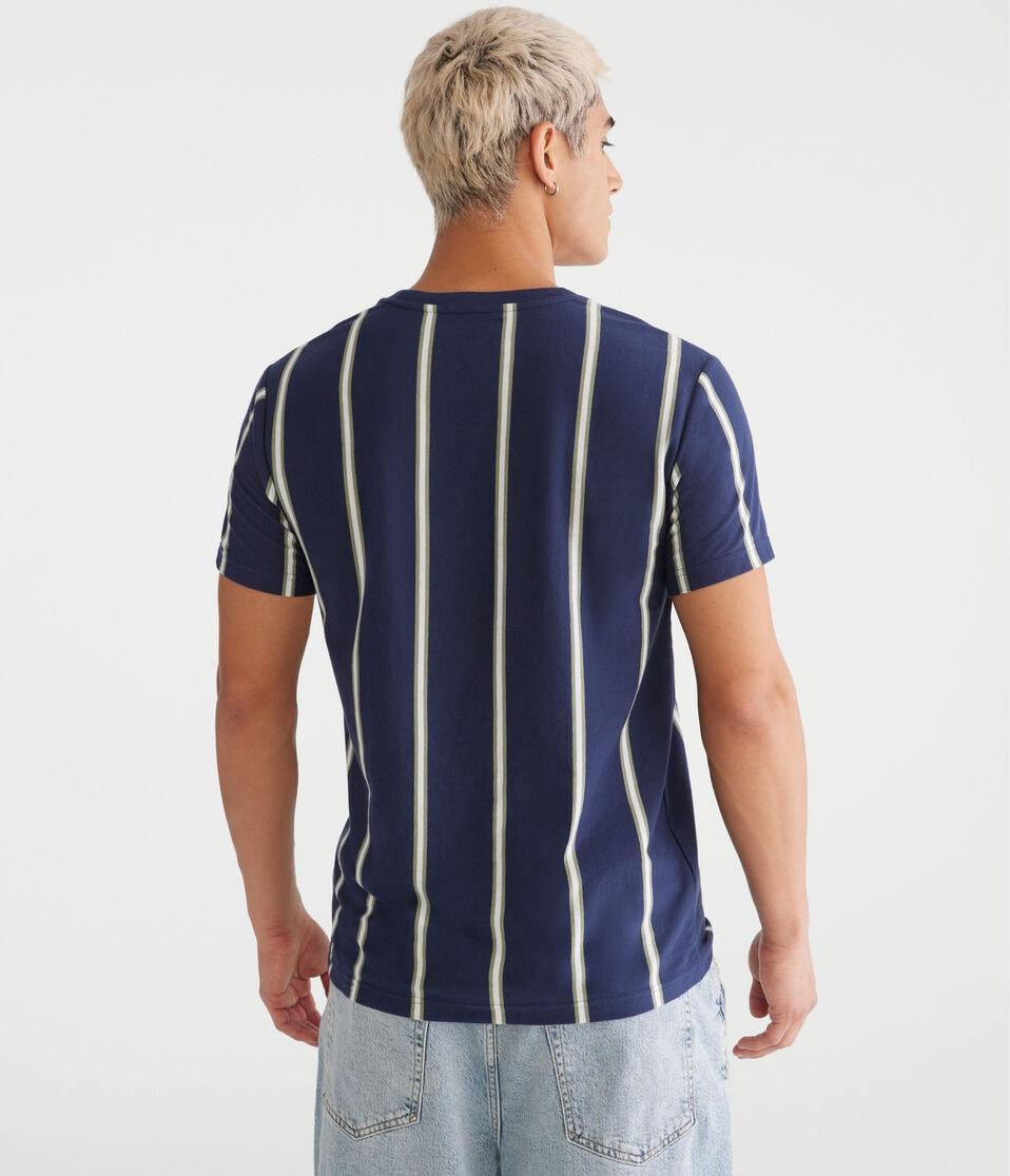 Aéropostale Aero Vertical Stripe Graphic Tee Cadet Navy