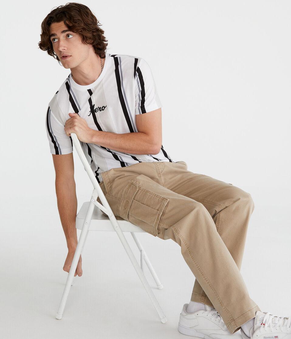 Aéropostale Aero Vertical Stripe Graphic Tee Ethereal White