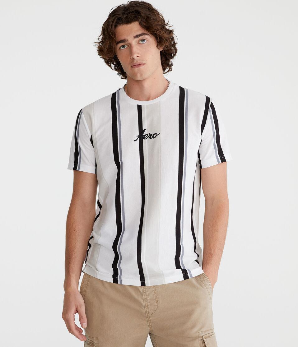 aéropostale Aero Vertical Stripe Graphic Tee ethereal white