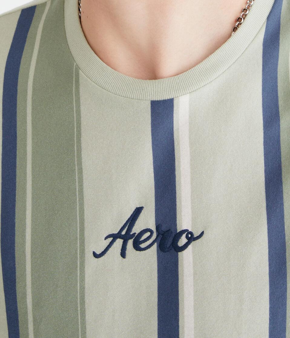 Aéropostale Aero Vertical Stripe Graphic Tee Organic Olive