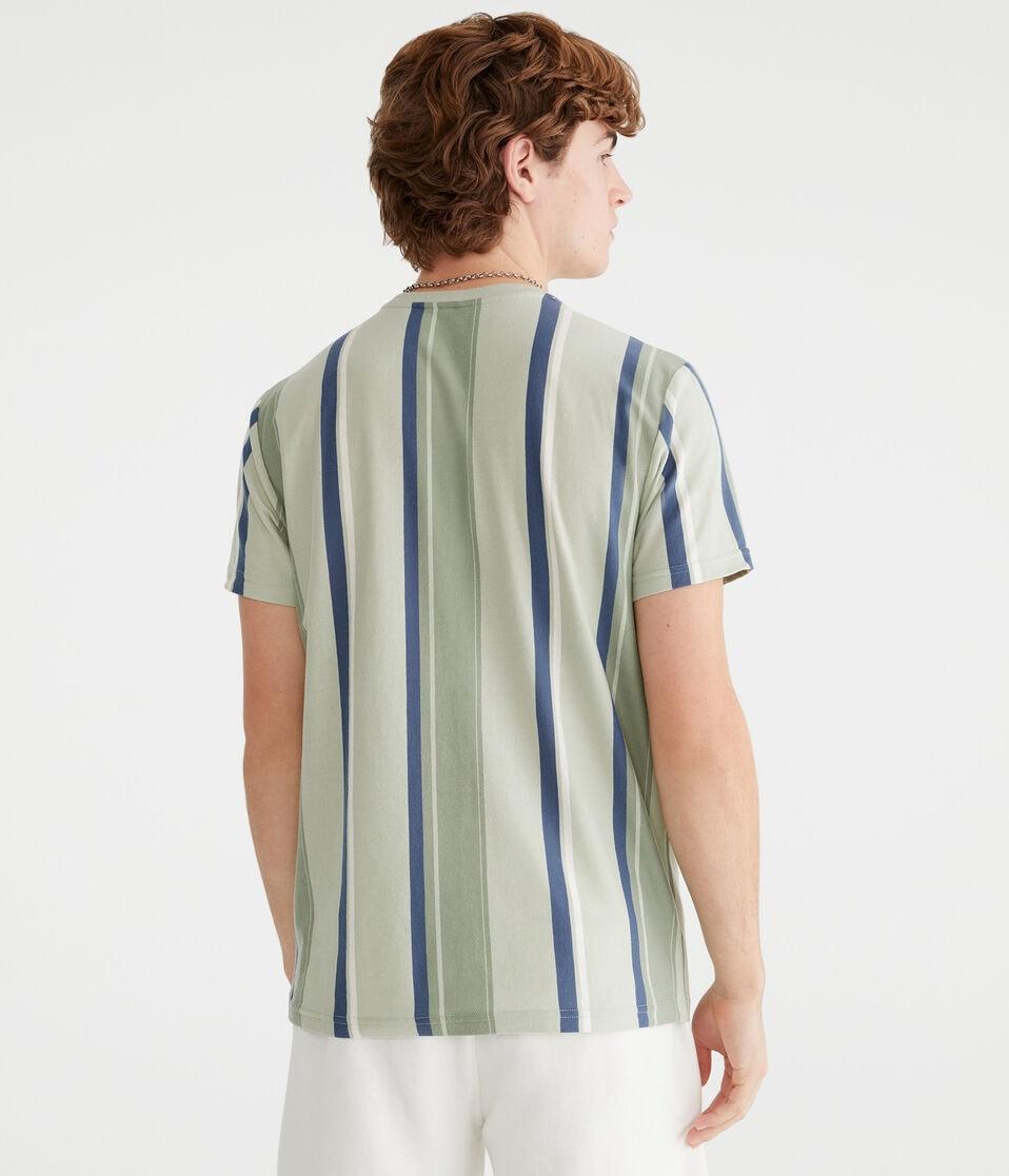 Aéropostale Aero Vertical Stripe Graphic Tee Organic Olive