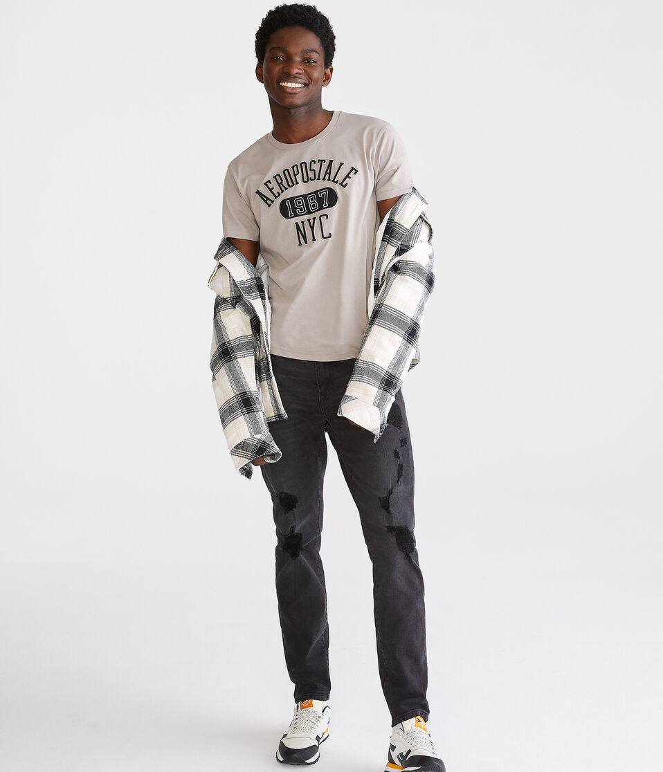 Aéropostale Aeropostale 1987 Arch Appliqué Graphic Tee Wayfarer Grey