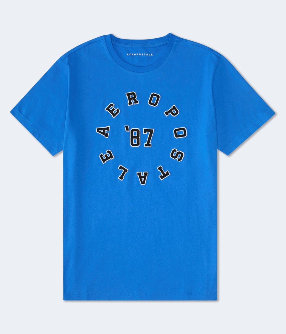 aéropostale Aeropostale 87 Circle Appliqué Graphic Tee academy blue