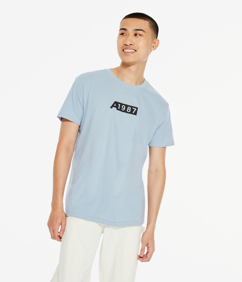 Aéropostale A1987 Box Graphic Tee Stone Sky