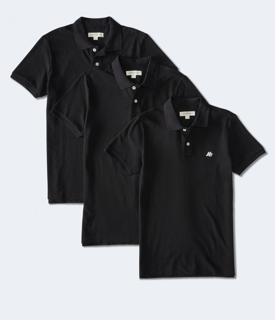 aéropostale A87 Logo Piqué Polo 3-Pack black fox