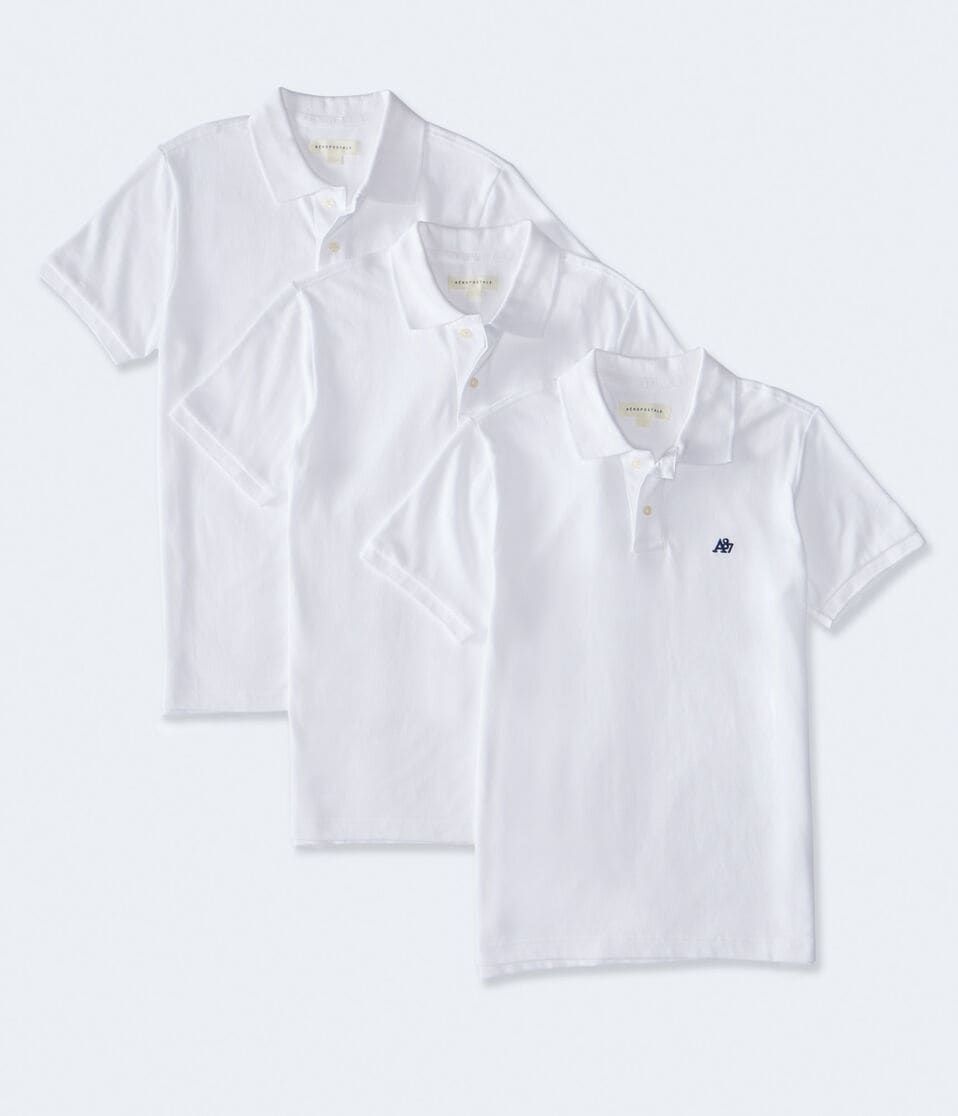 aéropostale A87 Logo Piqué Polo 3-Pack bleach