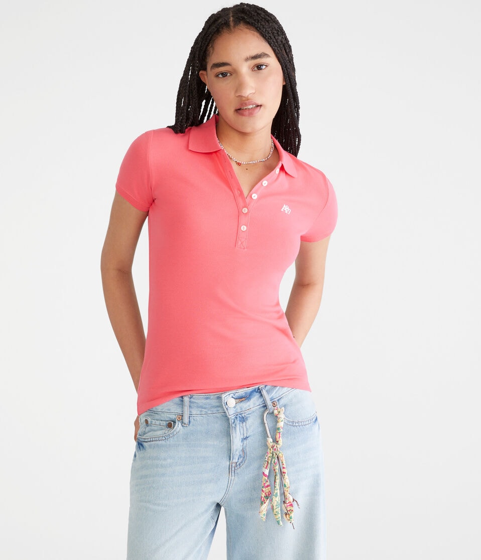 Aéropostale A87 Piqué Polo Pink Sunset Neon