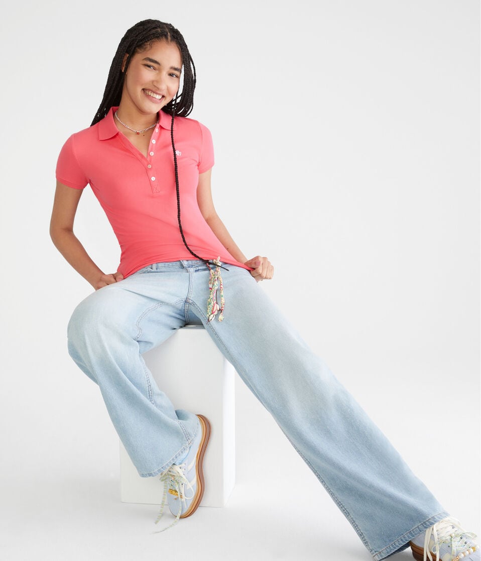 Aéropostale A87 Piqué Polo Pink Sunset Neon