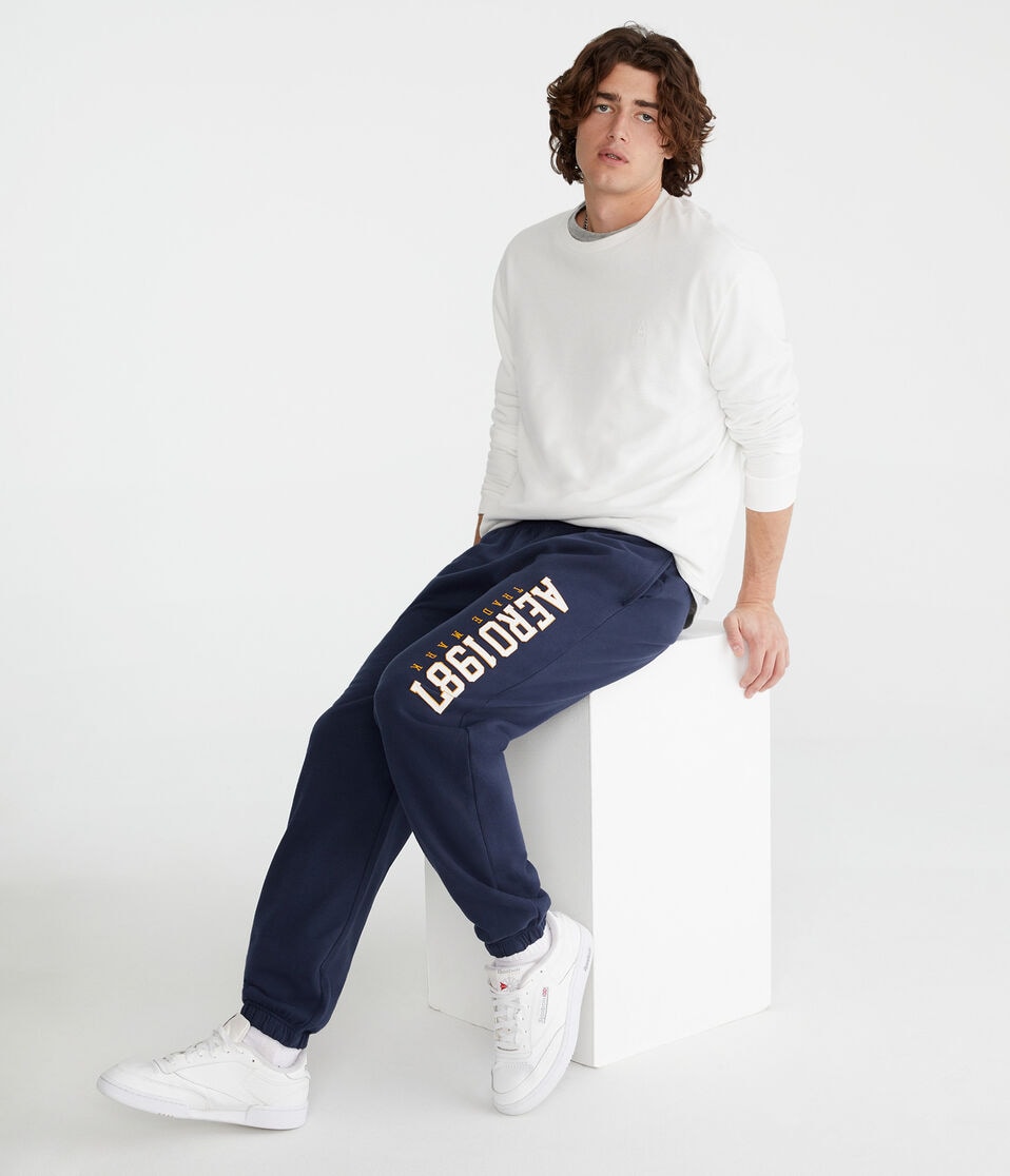 Aéropostale Aero 1987 Jogger Sweatpants Cadet Navy