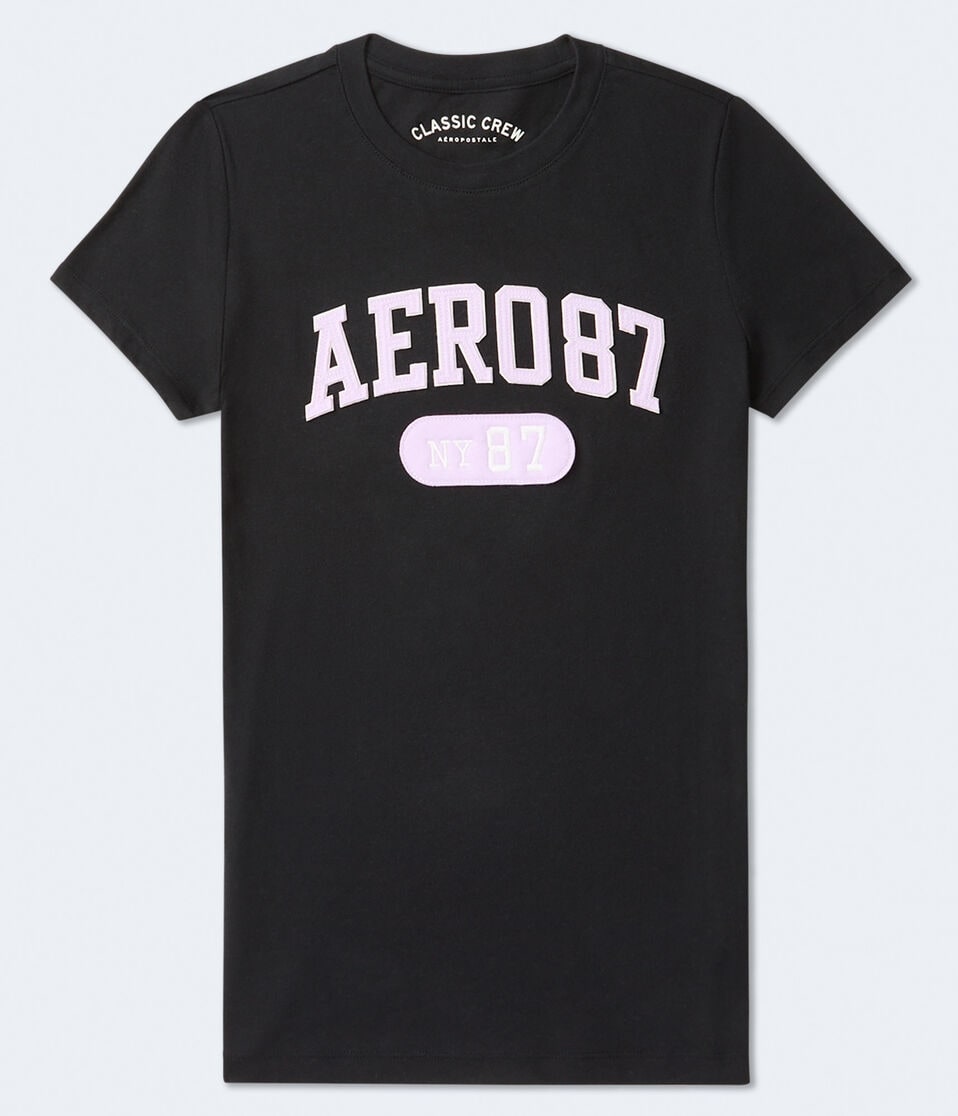 aéropostale Aero 87 Appliqué Graphic Tee black fox