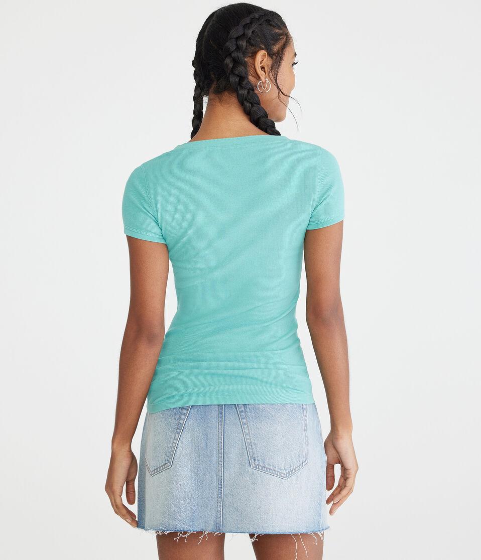 Aéropostale Aero 87 Laurels Graphic Henley Green