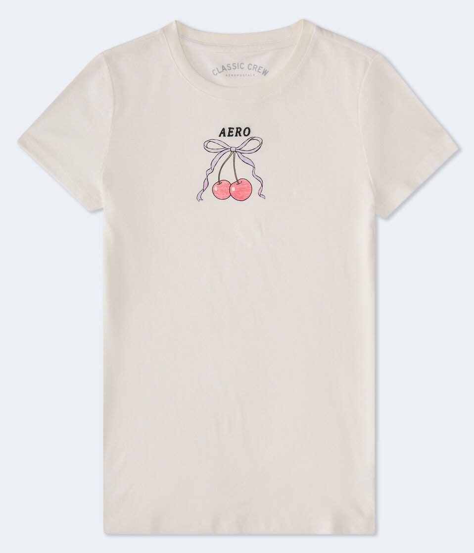 aéropostale Aero Cherry Bow Graphic Tee cream