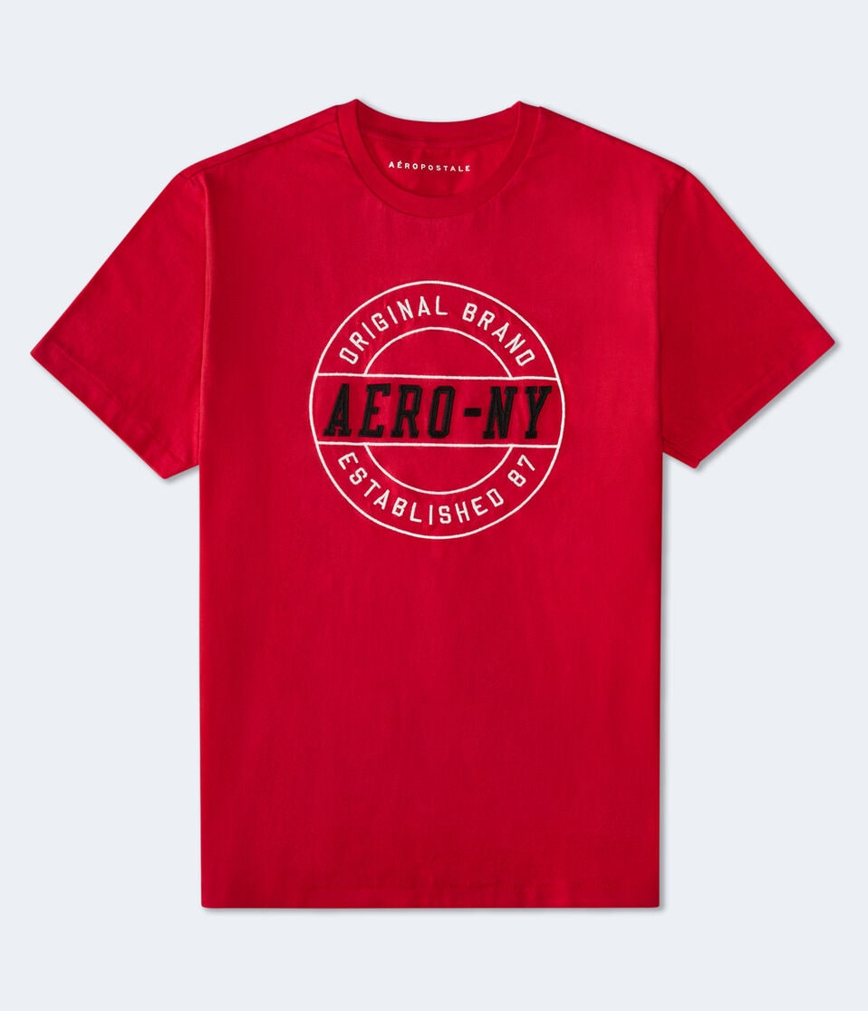 aéropostale Aero NY Appliqué Graphic Tee vinyl red