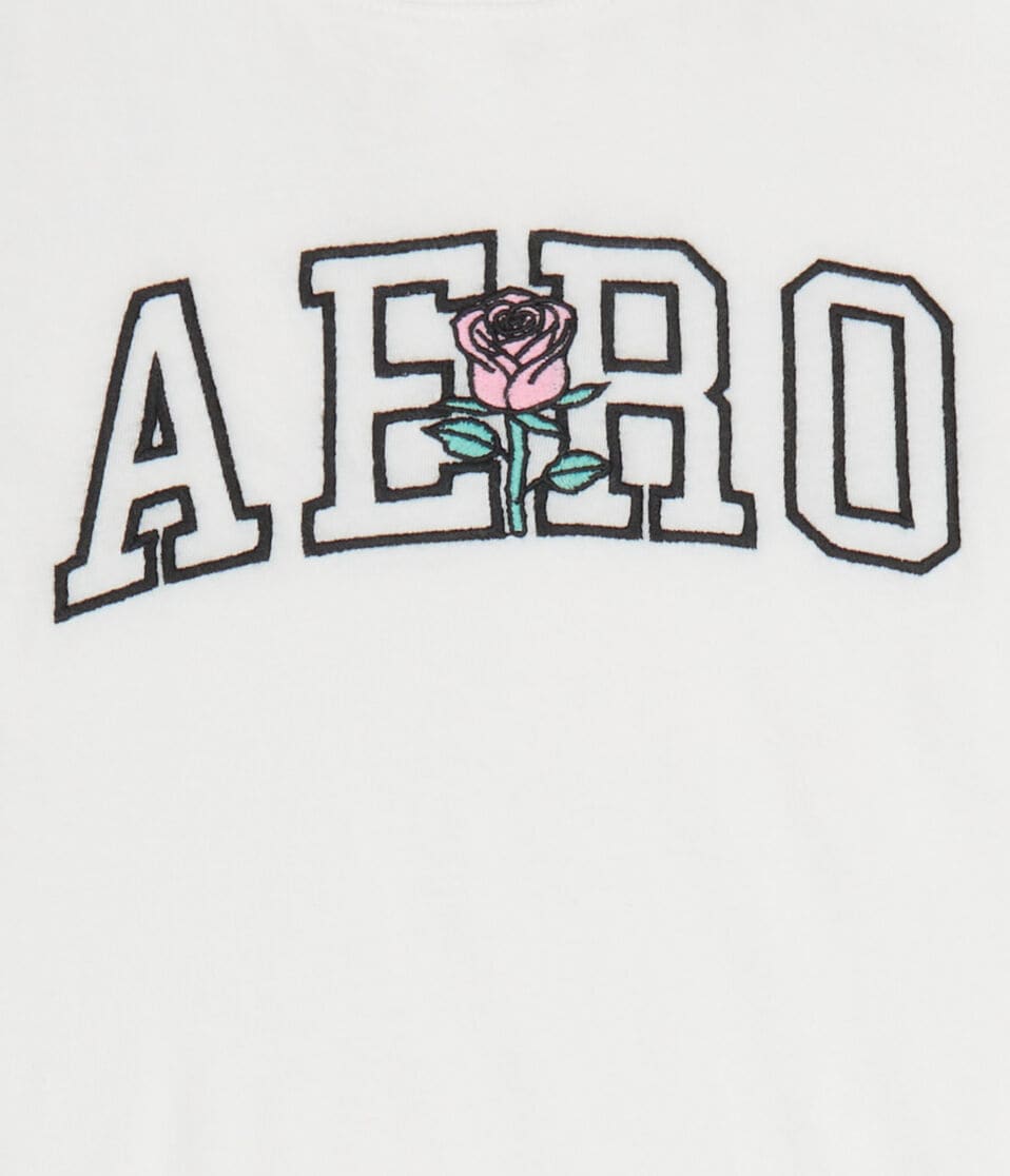 Aéropostale Aero Rose Logo Graphic Tee Cream