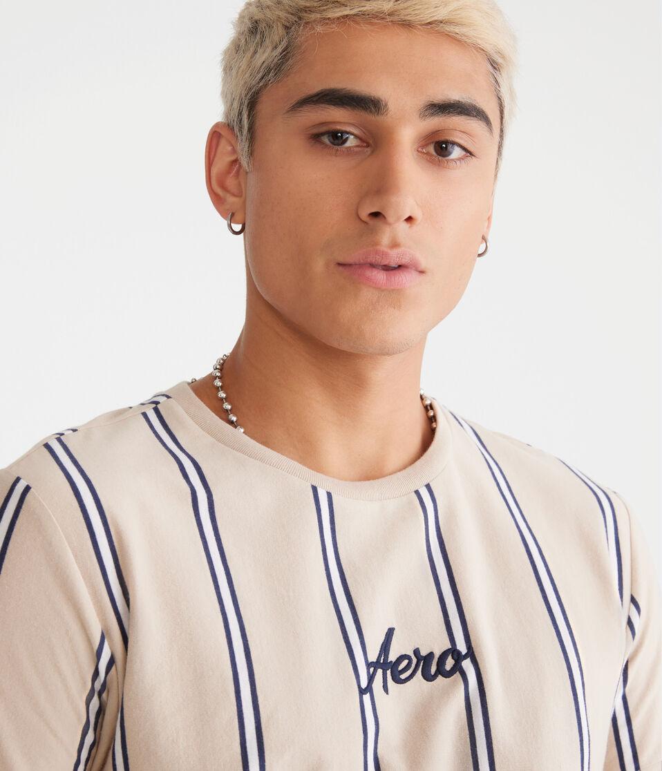 Aéropostale Aero Vertical Stripe Graphic Tee Straw