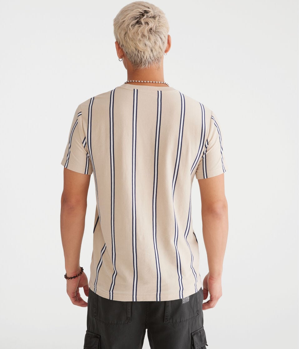 Aéropostale Aero Vertical Stripe Graphic Tee Straw