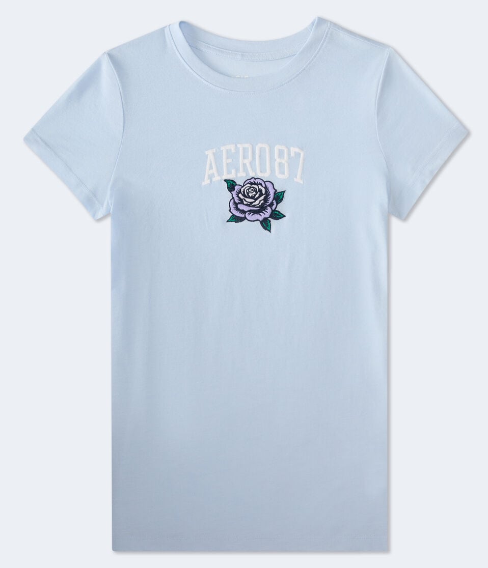 aéropostale Aero87 Rose Graphic Tee blue haze