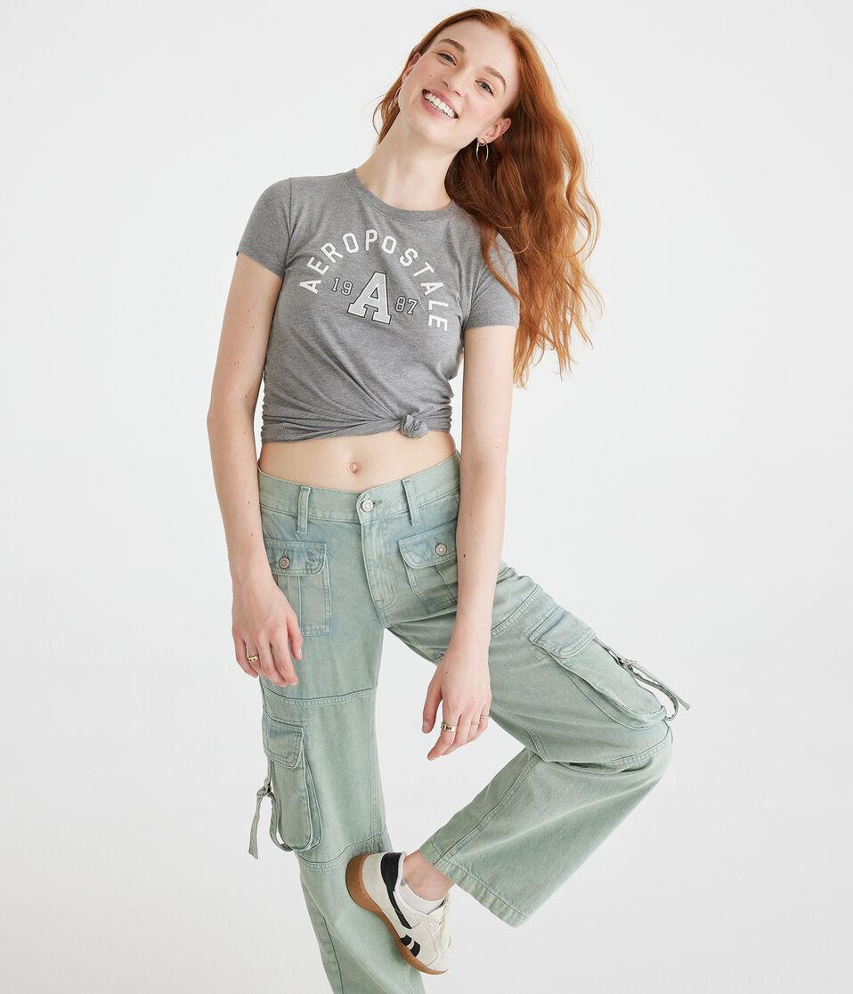 Aéropostale Aeropostale Arch Glitter Graphic Tee Med Hthr Grey