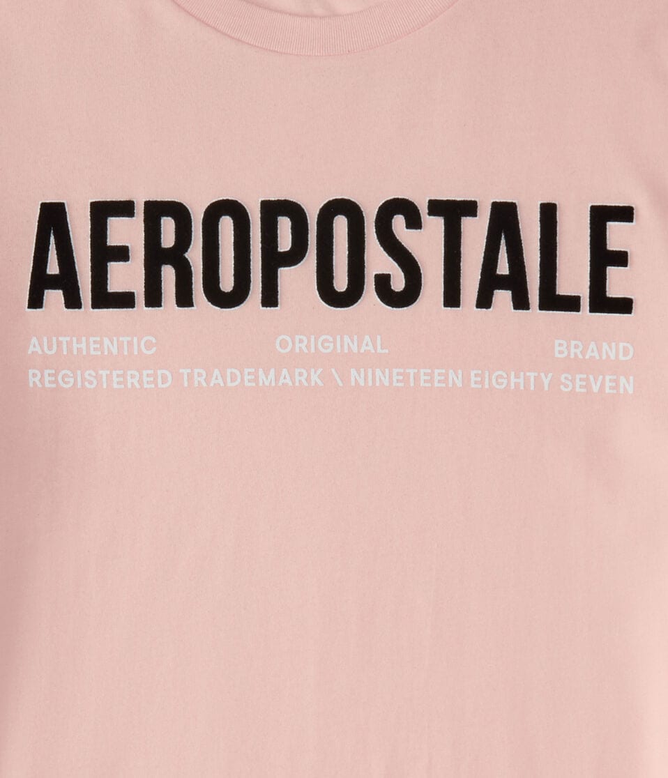 Aéropostale Aeropostale Authentic Logo Flocked Graphic Tee Impatiens Pink