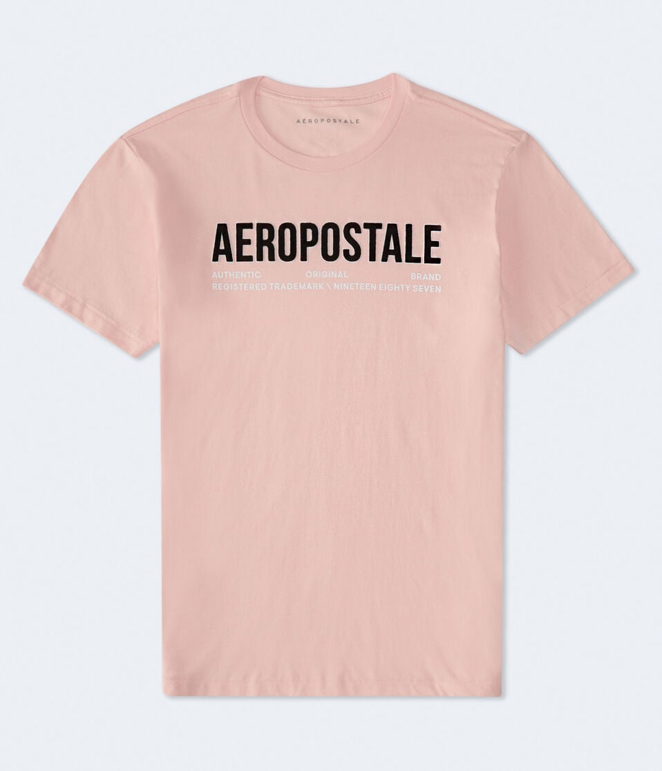 aéropostale Aeropostale Authentic Logo Flocked Graphic Tee impatiens pink
