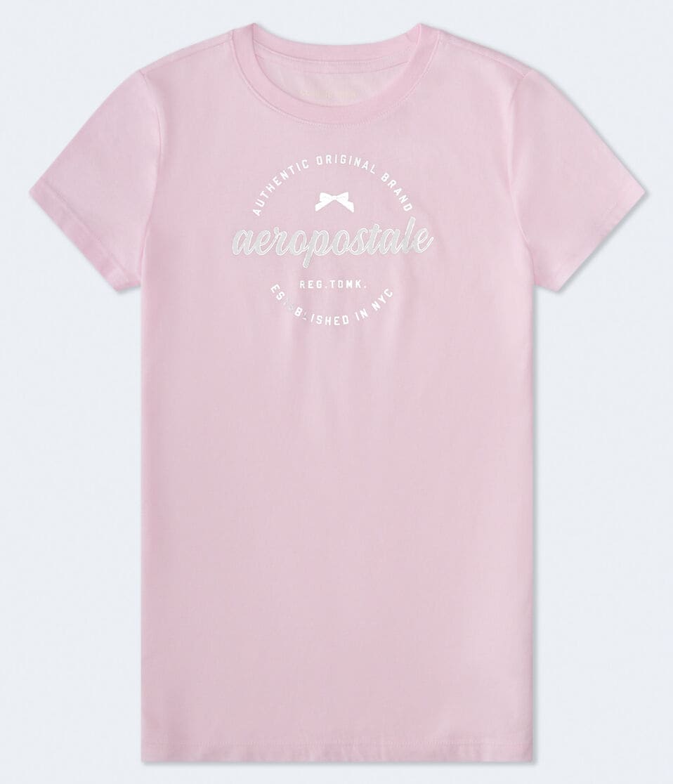 aéropostale Aeropostale Bow Circle Foil Graphic Tee cool pink