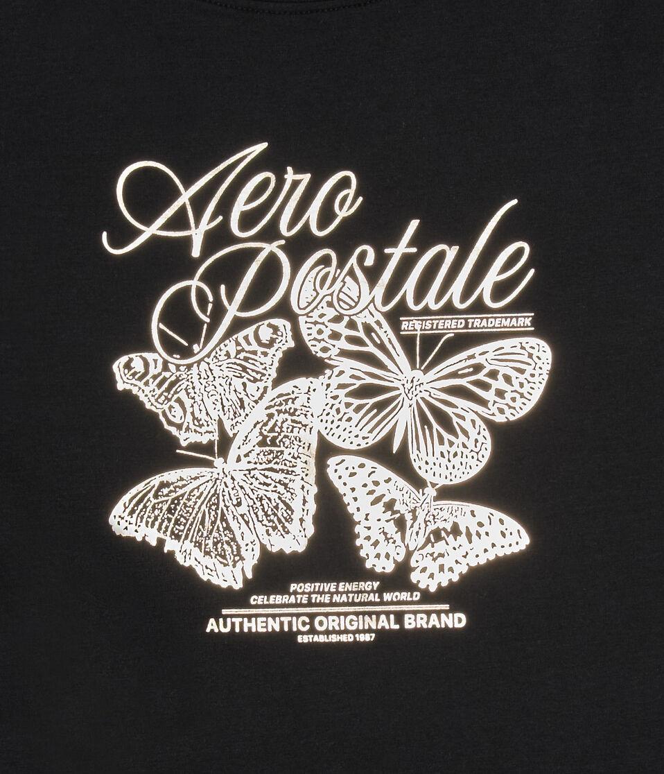 Aéropostale Aeropostale Butterflies Foil Graphic Tee Black Fox