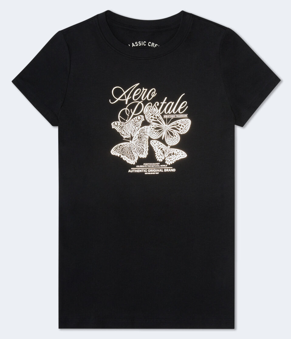aéropostale Aeropostale Butterflies Foil Graphic Tee black fox