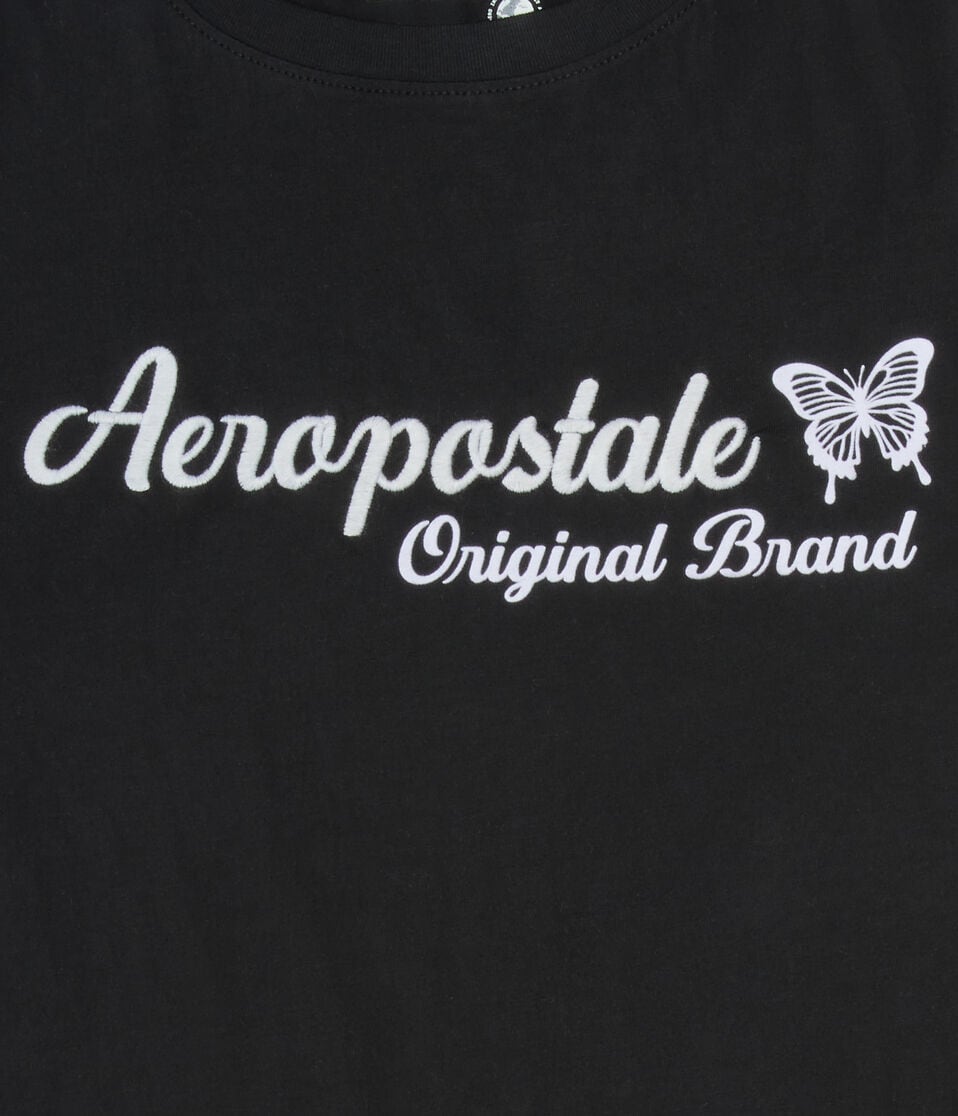 Aéropostale Aeropostale Butterfly Flocked Graphic Tee Black Fox