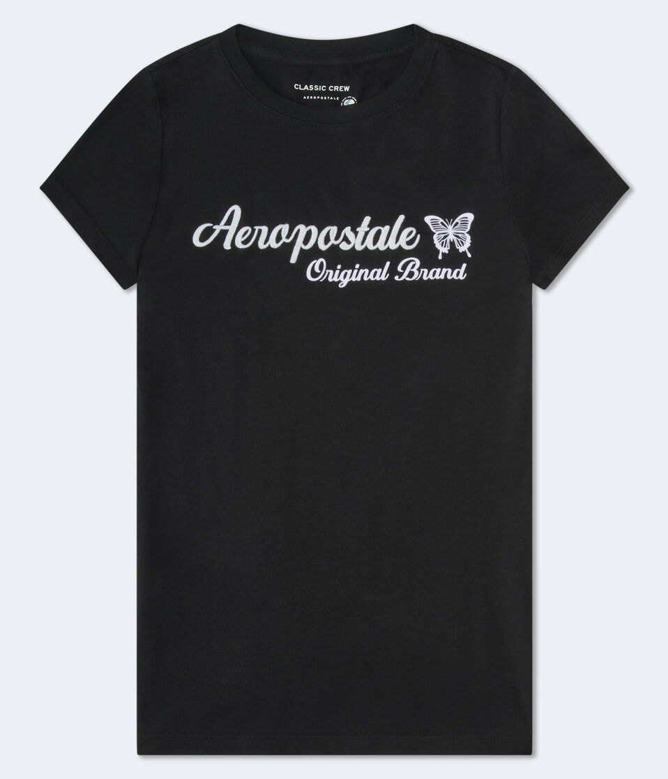 aéropostale Aeropostale Butterfly Flocked Graphic Tee black fox