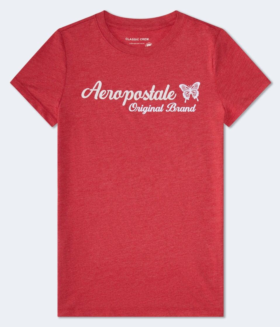 aéropostale Aeropostale Butterfly Flocked Graphic Tee red cedar