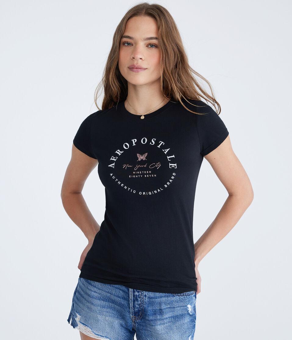 aéropostale Aeropostale Butterfly Foil Graphic Tee black fox