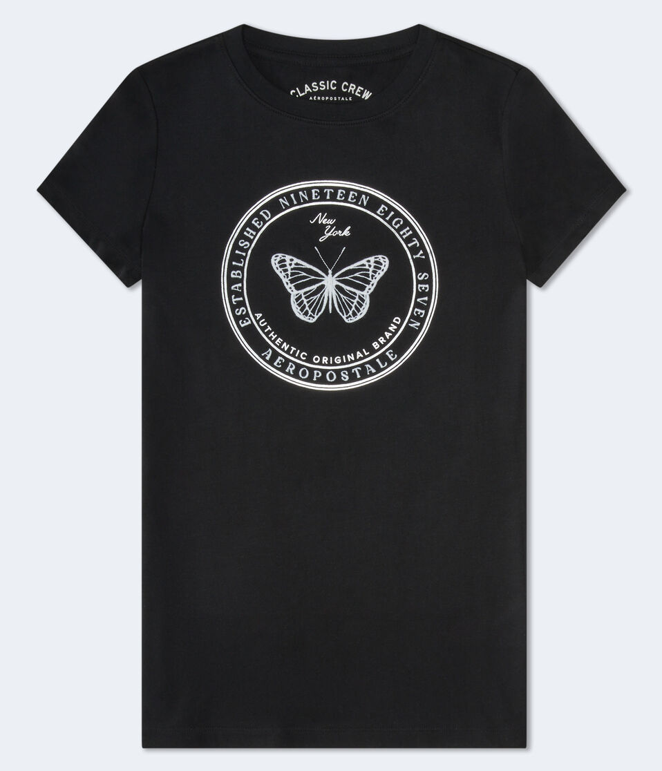 aéropostale Aeropostale Butterfly Foil Graphic Tee black fox