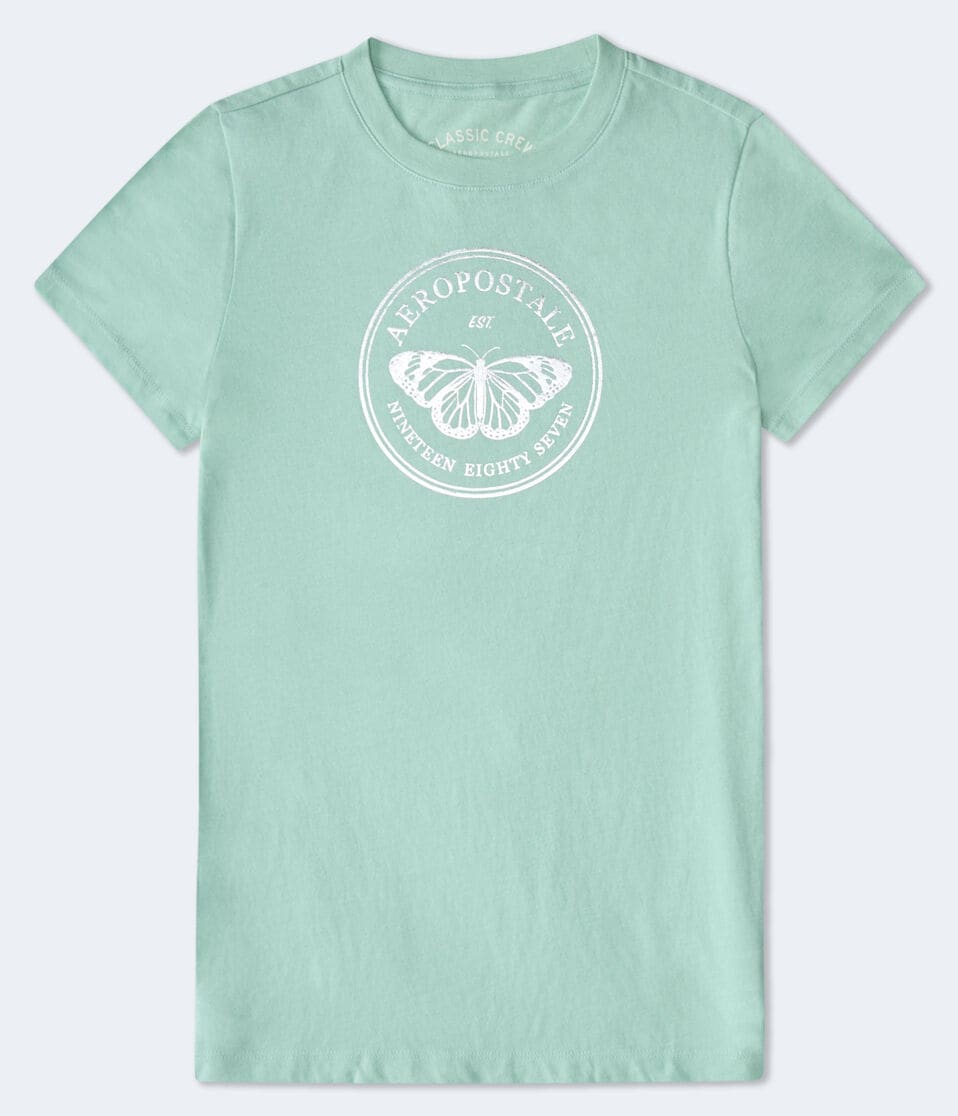 aéropostale Aeropostale Butterfly Foil Graphic Tee colony blue